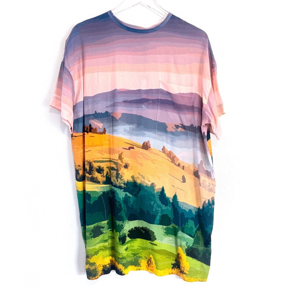 NWT The Kit | Maya Dress Mountain Postcard T-Shirt Dress - Artistic Landscape